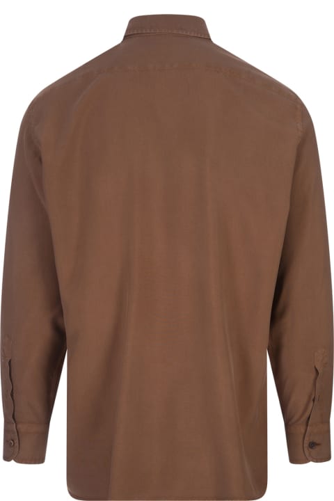 Fashion for Men Zegna Mulberry Silk Shirt In Dark Foliage