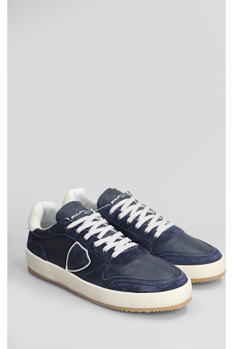 Homeware Philippe Model Nice Low Sneakers In Blue Suede And Leather