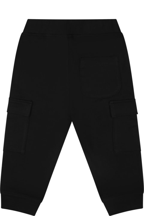 Bottoms for Baby Girls MSGM Black Trousers For Baby Boy With Logo