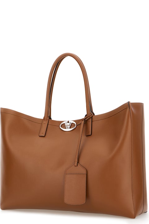 Fashion for Men Valentino Garavani Brown Leather Medium Vlogo Locker Shopping Bag