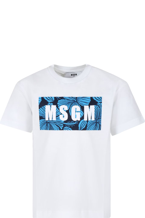 Sale for Kids MSGM White T-shirt For Boy With Logo