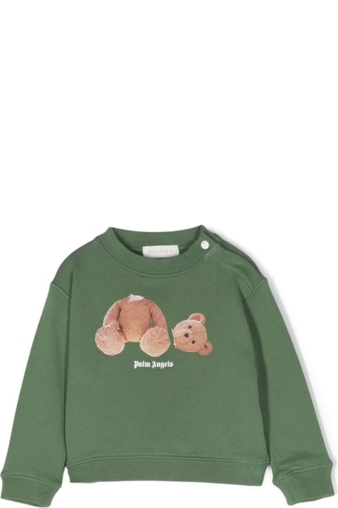 Palm Angels Sweaters & Sweatshirts for Baby Boys Palm Angels Pa Bear Crewneck Sweatshirt In Green