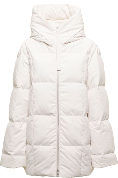 Woman's White Quilted Nylon Oversize Down Jacket