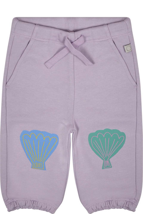 Bottoms for Baby Boys Stella McCartney Kids Purple Trousers For Baby Girl With Shells