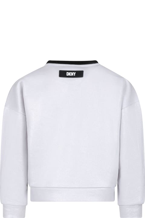 ガールズ DKNYのニットウェア＆スウェットシャツ DKNY Silver Sweatshirt For Girl With Logo