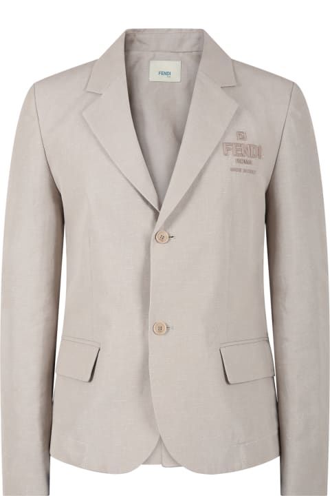 Coats & Jackets for Boys Fendi Grey Jacket For Boy With Logo