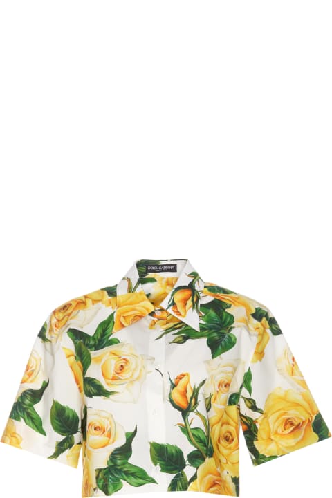 Topwear for Women Dolce & Gabbana Roses Print Cropped Shirt