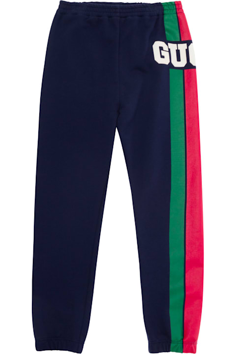 Bottoms for Boys Gucci Black Jogger Pants With Web Detail In Jersey Boy