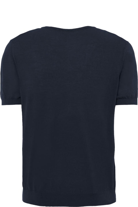 メンズ Maloのトップス Malo Navy Blue Cotton T-shirt