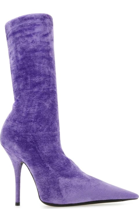 ウィメンズ新着アイテム Balenciaga Lilac Velvet Knife Ankle Boots