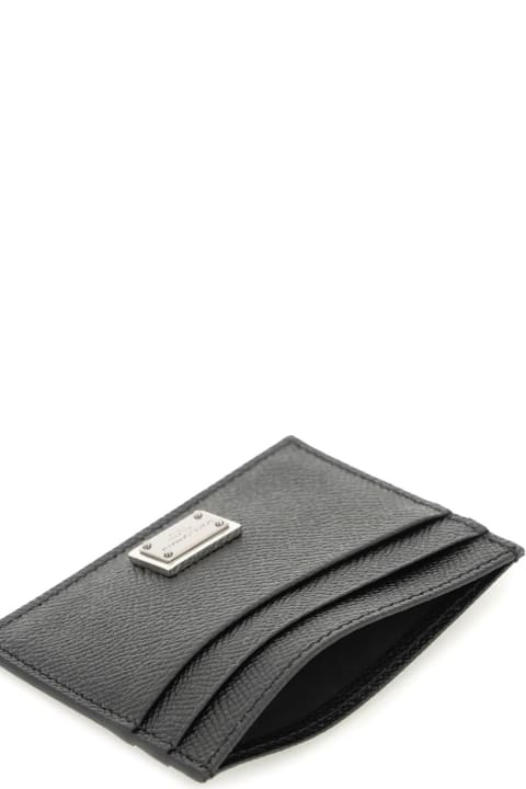 Dolce & Gabbana Wallets for Men Dolce & Gabbana Black Leather Dauphine Card Holder