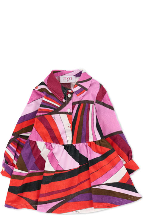 Pucci for Baby Girls Pucci Fuchsia Dress For Baby Girl With Marble Print