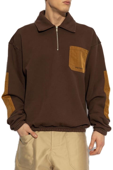 メンズ トップス Alexander McQueen Logo Embroidered Half-zip Sweatshirt