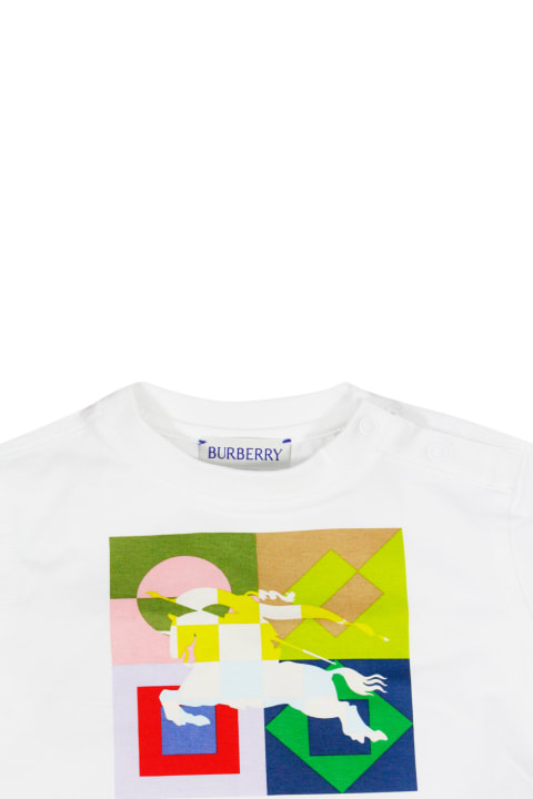 Burberry for Kids Burberry Short-sleeved Crew-neck T-shirt In Soft Cotton With An Equestrian Knight Print On A Geometric Pattern