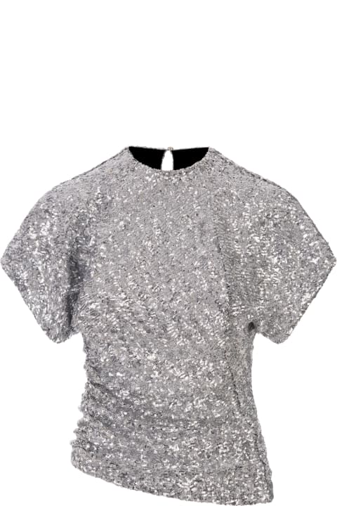 Paco Rabanne Women Paco Rabanne Silver Asymmetrical Top With Sequins