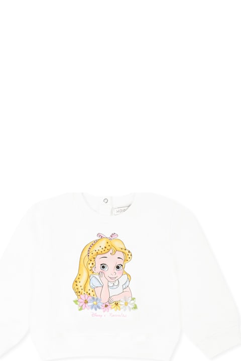 Monnalisa for Baby Boys Monnalisa White Sweatshirt For Baby Girl With Alice In Wonderland