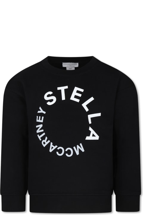ボーイズ Stella McCartney Kidsのニットウェア＆スウェットシャツ Stella McCartney Kids Black Sweatshirt For Kids With Logo