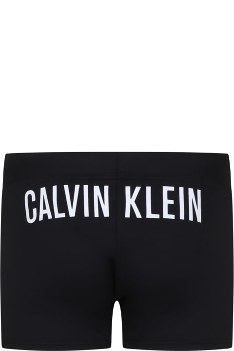 ボーイズ Calvin Kleinの水着 Calvin Klein Black Swim Shorts For Boy With Logo