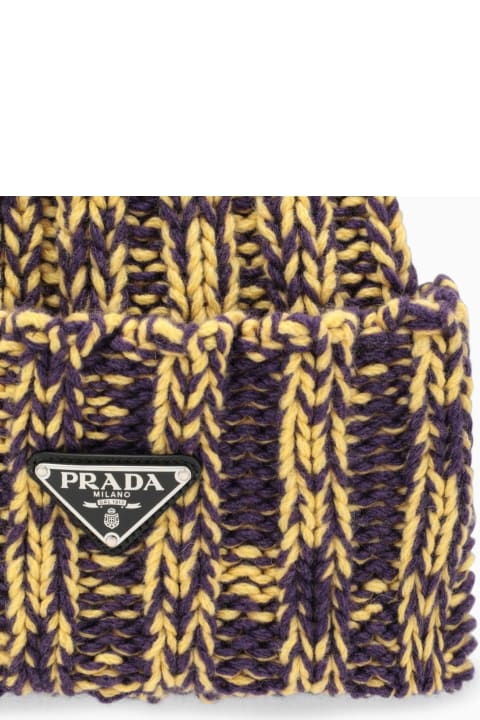 ウィメンズ 帽子 Prada Violet\/yellow Wool And Cashmere Hat