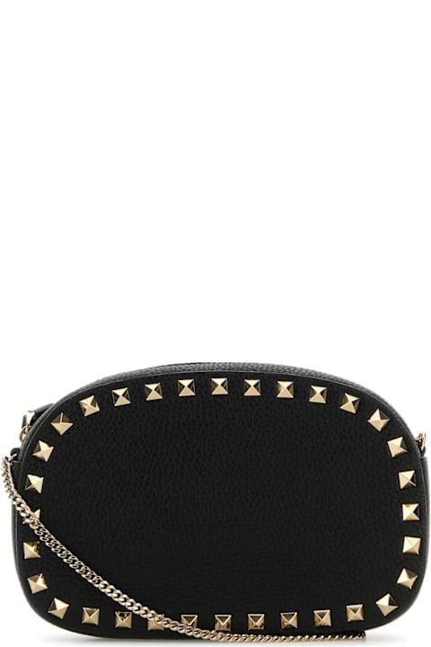 Valentino Garavani Black Leather Rockstud Crossbody Bag