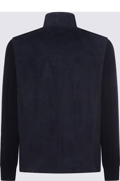 Eleventy for Kids Eleventy Blue Leather Jacket