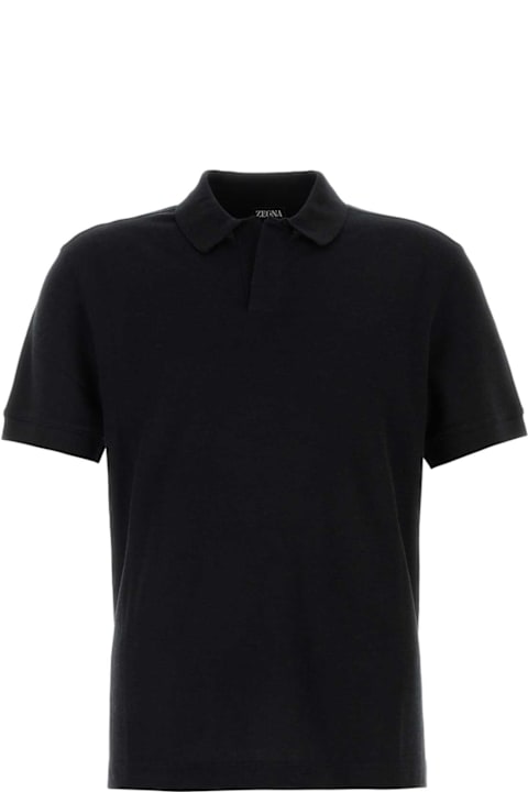 Zegna for Women Zegna Black Cotton Blend Polo Shirt