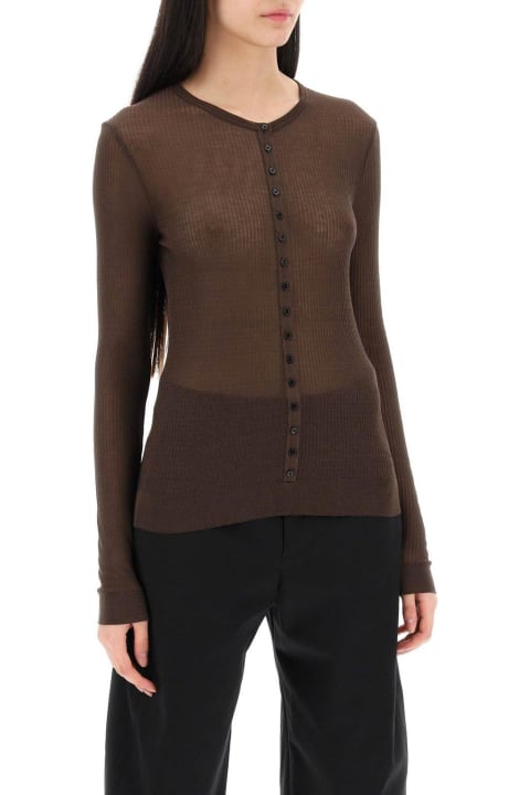 Quiet Luxury for Women Lemaire Long Sleeved Semi-sheer Ribbed Top