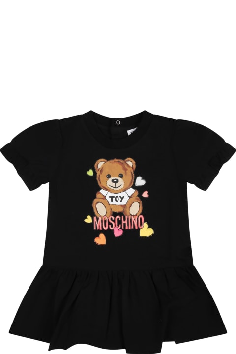 ベビーガールズのセール Moschino Black Dress For Baby Girl With Teddy Bear Print