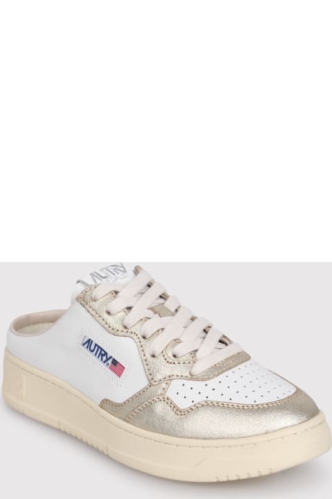 Shoes for Women Autry Autry Medalist Mule Low Sneakers In White Leather And Platinum