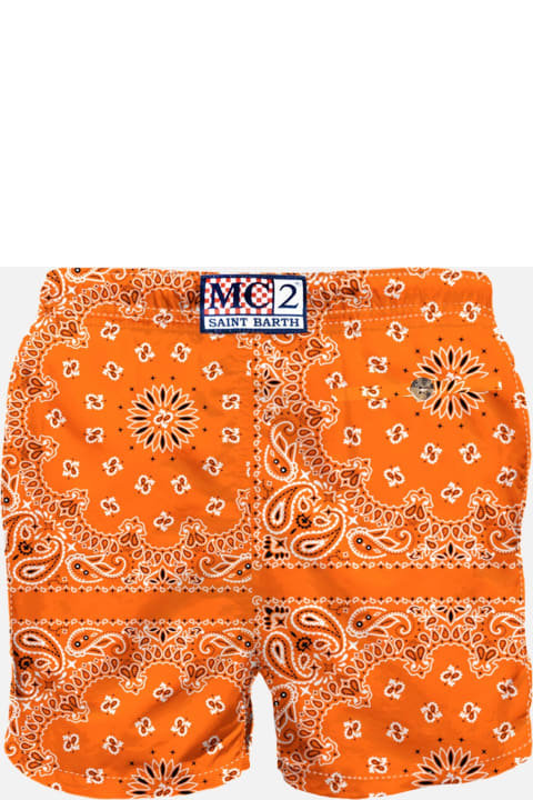 أدوات منزلية MC2 Saint Barth Man Swim Shorts With Orange Bandanna Print