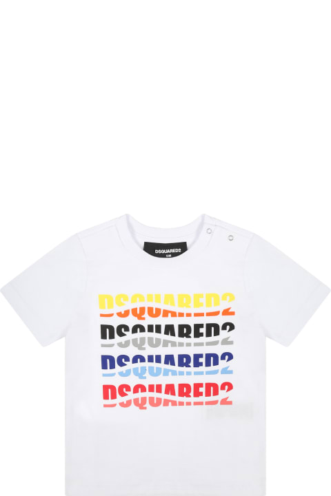 Topwear for Baby Boys Dsquared2 White T-shirt For Baby Boy With Logo