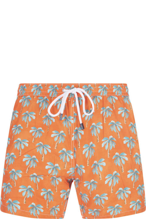 Homeware Barba Napoli Orange Swim Shorts With Palm Pattern