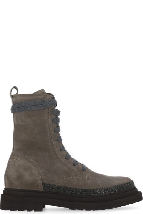 Brunello Cucinelli أحذية برقبة لـ السيدات Brunello Cucinelli Suede Boots With Decorative Buckle