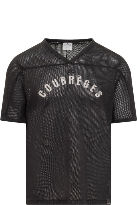 Courrèges Topwear for Men Courrèges Logo Printed Mesh T-shirt