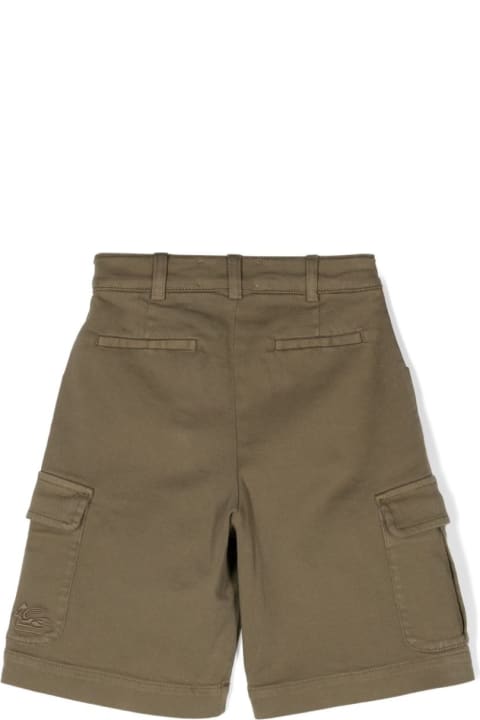 Bottoms for Boys Etro Green Cargo Shorts With Logo