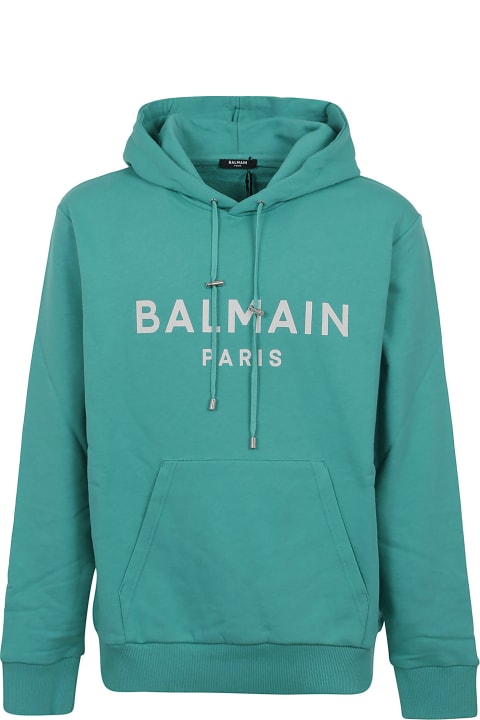 Balmain Fleeces & Tracksuits for Men Balmain Aqua Green Hoodie With Logo