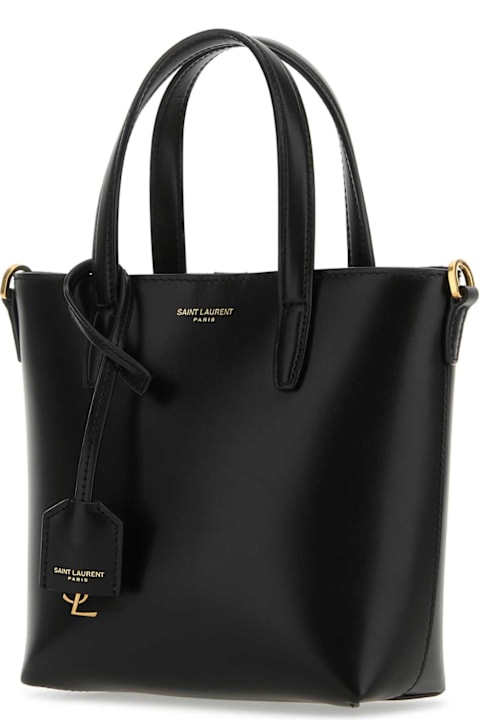 Saint Laurent Black Leather Mini Saint Laurent Shopping Bag