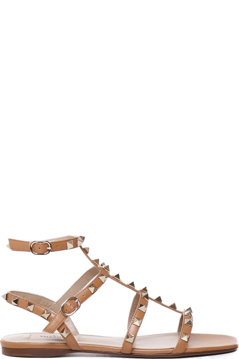 Valentino Garavani Sandals for Women Valentino Garavani Rockstud Flat Calfskin Sandals With Straps