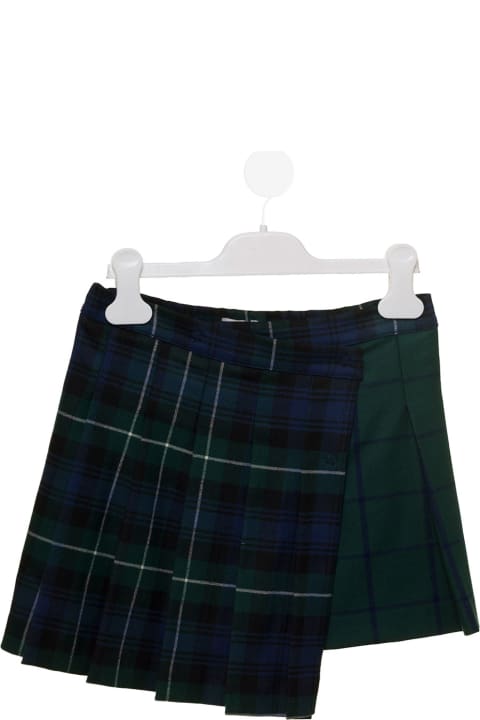 Check-pattern Asymmetric Mini Il Gufo Kids Girl's Multicolor Skirt