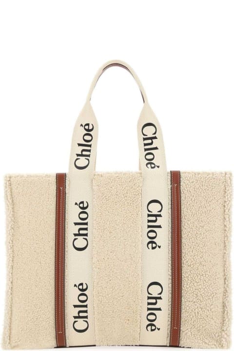 Chloé Totes for Women Chloé Woody Shearlng Large Tote Bag