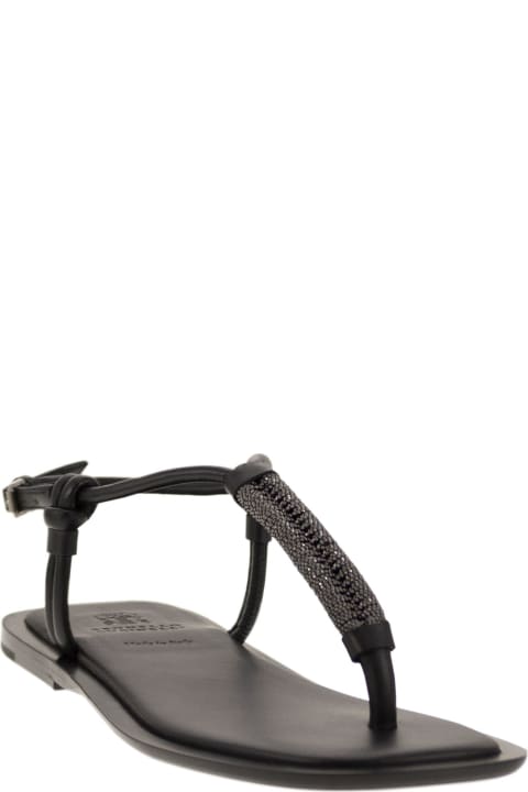 Brunello Cucinelli for Women Brunello Cucinelli Leather Sandals With Precious Braided Straps