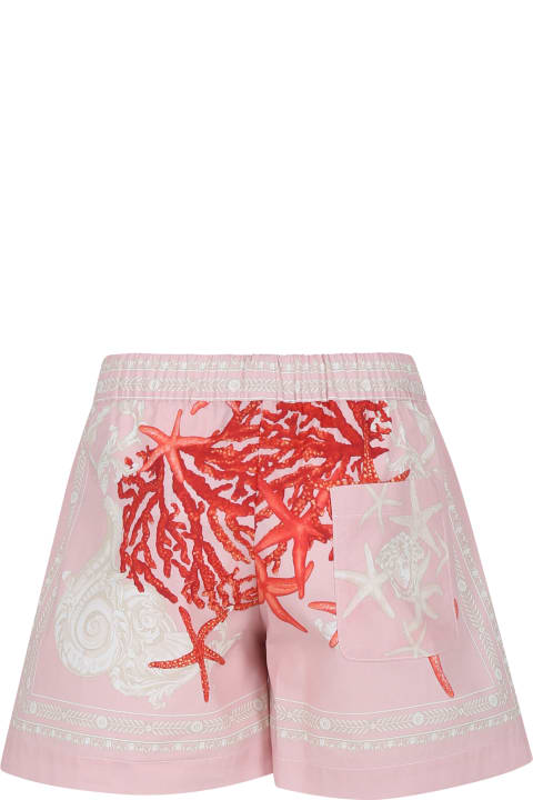 Versace Bottoms for Girls Versace Pink Shorts For Girl With Barocco Sea Print