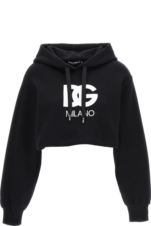 Logo Embroidery Cropped Hoodie