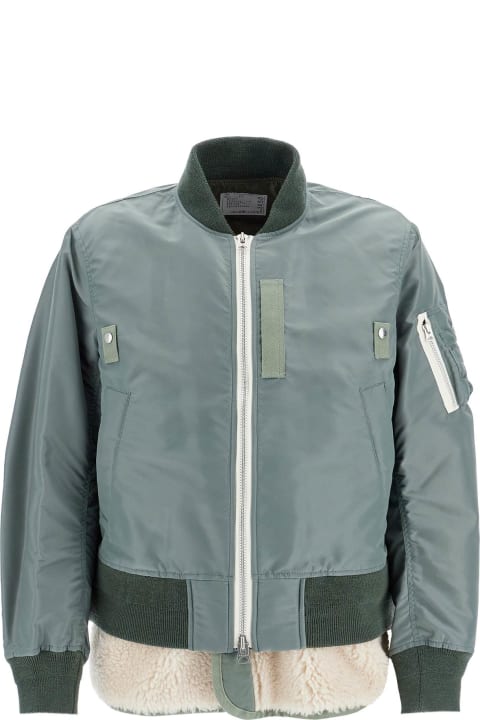 Sacai Coats & Jackets for Men Sacai Shearling Insert Nylon Bomber Jacket