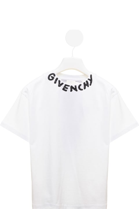 Givenchy White Cotton T-shirt With Logo Print Kids Boy