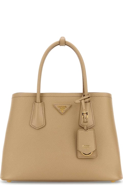 Homeware Prada Sand Leather Small Double Handbag