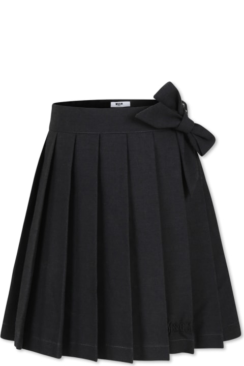 ガールズ MSGMのボトムス MSGM Grey Skirt For Girl With Bow