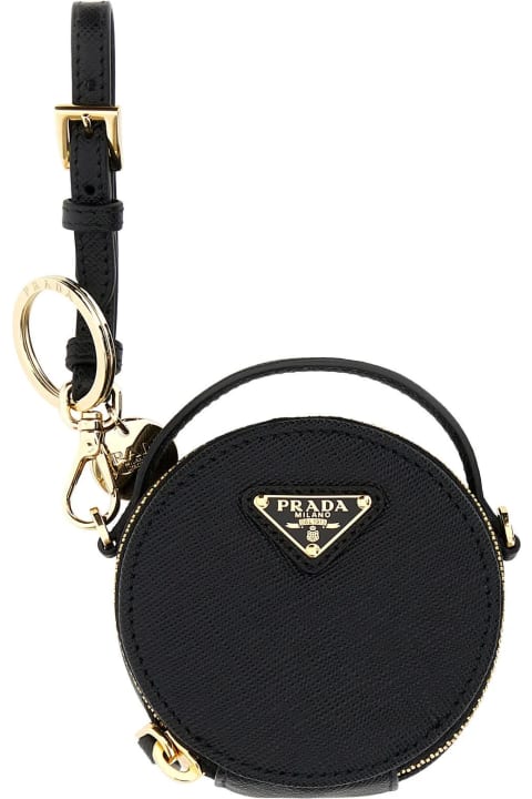 Prada Keyrings for Women Prada Black Leather Key Chain