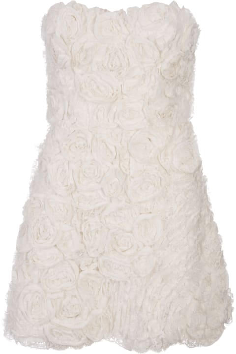 ウィメンズ新着アイテム Ermanno Scervino Sculpture Dress In White Lace With Applied Roses