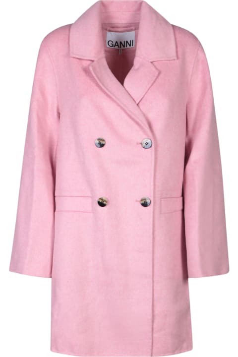 Ganni Coats & Jackets for Women Ganni Coat In Rose-pink Wool